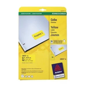 Avery L6035-20 Yellow Coloured Labels yellow Pack 480