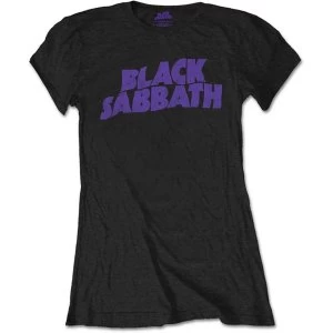 Black Sabbath - Wavy Logo Vintage Womens Medium T-Shirt - Black
