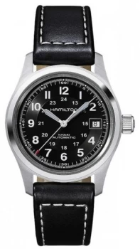 Hamilton Mens Khaki Field Auto Black Strap Black Dial Watch