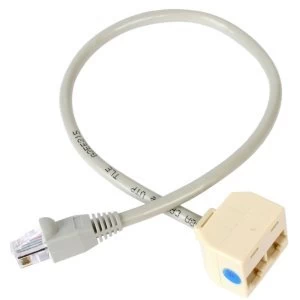 2 to 1 RJ45 Splitter Cable Adapter FM