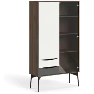 Furniture To Go - Fur China Cabinet 1 door + 1 Glass Door + 2 Drawers in Grey, White and Walnut - Grey, White and Walnut