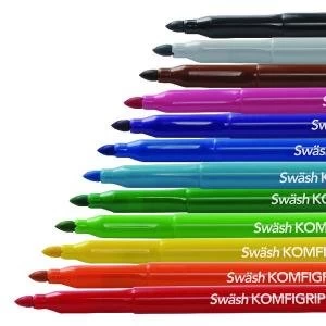 Swash KOMFIGRIP Colouring Pen Broad Tip Assorted Pack of 12 TW12BD