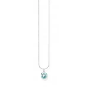 Silver Enamel Globe Necklace 45cm KE2061-007-1-L45v
