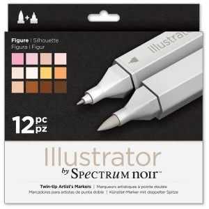 Spectrum Noir Illustrator Dual Tip Brush Marker Pen Set Figure Set of 12