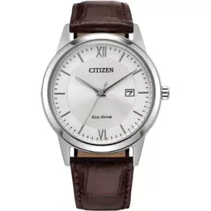 Mens Citizen Eco-Drive strap with white dial Watch