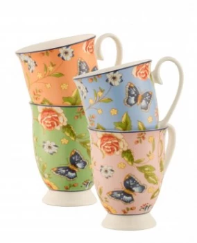 Aynsley Cottage Garden Footed Mugs Set Of 4