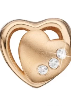 Ladies Christina Gold Plated Sterling Silver 2 Hearts Bead Charm 623-G05