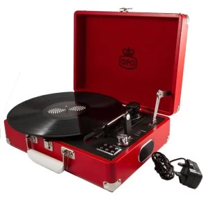 GPO Attache Case 3-Speed Record Player With USB - Red