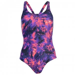 Speedo Funny Fish Powerback Swimwear Ladies - Blk/Violet/Pink