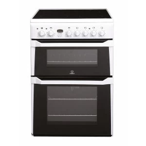 Indesit ID60C2WS Ceramic Hob Double Oven Electric Cooker