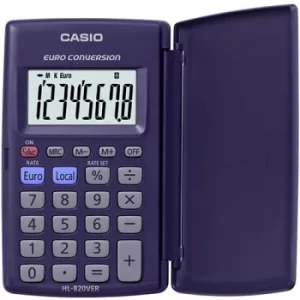 Casio HL-820VER 8 Digit Pocket Calculator With Euro Conversion HL-820V