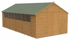 Forest Garden 10 x 20ft Apex Shiplap Dip Treated Double Door Shed with Base and Assembly