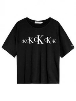 Calvin Klein Jeans Girls CK Oversized T-Shirt - Black, Size Age: 16 Years, Women