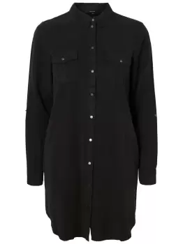 VERO MODA Long Sleeved Shirt Mini Dress Women Black