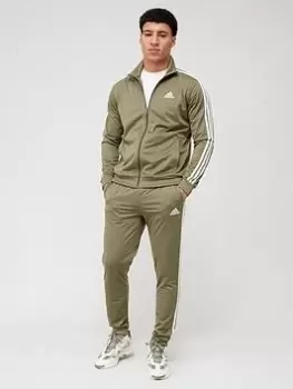 adidas Sportswear Basic 3-Stripes Tricot Tracksuit - Khaki Size M Men