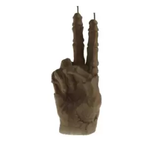 Golden Brown Zombie Hand Peace Gesture Candle