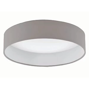 Eglo LED White & Taupe Fabric Round Ceiling Light - 11W