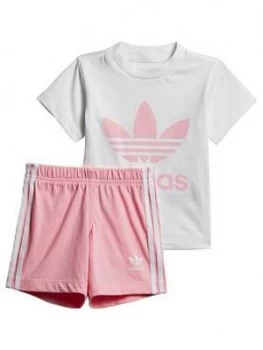 adidas Originals Baby Girls Short & Tee Set, Pink, Size 3-6 Months