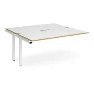 Bench Desk Add On 2 Person Rectangular Desks 1600mm White/Oak Tops With White Frames 1600mm Depth Adapt