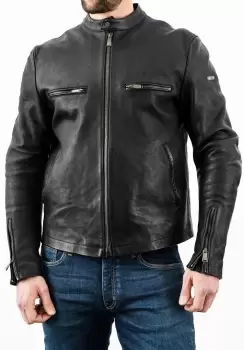 Rokker Commander Motorcycle Leather Jacket, Black Size M black, Size M