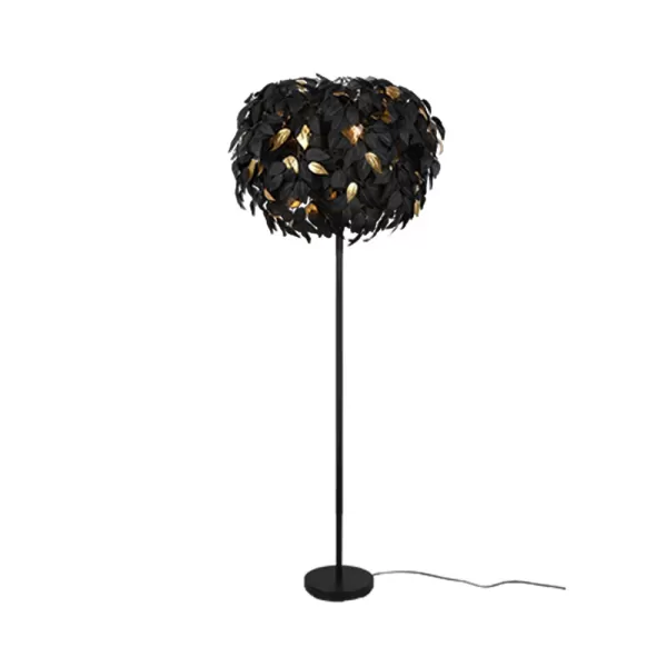 Leavy Modern 3 Light Floor Lamp Black Matt with Footswitch