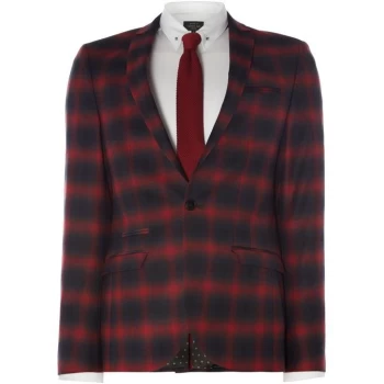 Label Lab Ace Notch Lapel Ombre Check Suit Jacket - Red