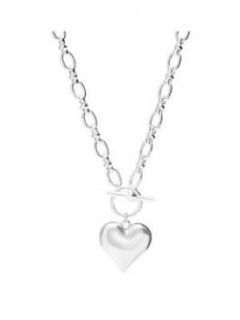 Mood Silver Plated Molten Heart T-Bar Pendant Necklace
