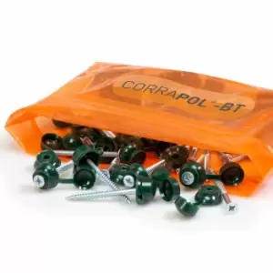 Corrapol-BT 60mm Screw Cap Fixings (Pack Of 10) - Green
