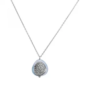 Ladies Shimla Stainless Steel Necklace With Aquamarine and Cz