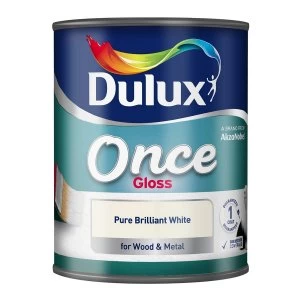 Dulux Once Pure Brilliant White Gloss Paint 750ml