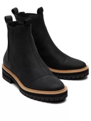 TOMS Dakota Water Resistant Leather Boot, Black, Size 5, Women