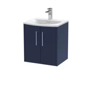 Hudson Reed Juno 500mm Wall Hung 2 Door Vanity & Curved Basin - Electric Blue