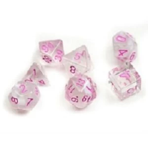Sirius Dice - White Cloud & Pink Ink Polyhedral Dice Set