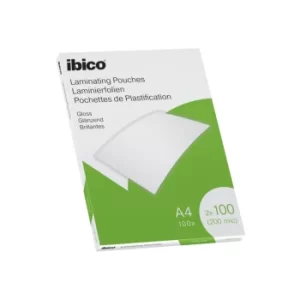 Ibico Gloss A4 Laminating Pouches 200 Micron Crystal Clear (Pack 100)