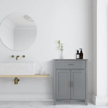 Teamson Home - Mercer Wooden Bathroom Furniture Floor Storage Cabinet Drawer & Adjustable Shelves Grey EHF-F0018 - Grey