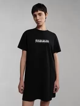 Napapijri S-Box Longline Short Sleeve T-Shirt - Black, Size XS, Women