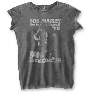 Bob Marley - Hawaii Womens Medium T-Shirt - Grey