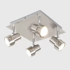 4-Way Square Plate Spotlight in Brushed Chrome