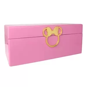 Disney Minnie Mouse Pink Solid Wood Lacquered Jewellery Box and Gold plated Minnie Mouse clasp VX700653L