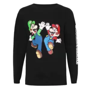 Super Mario Boys Luigi Sweatshirt (9-10 Years) (Black)