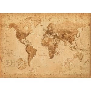 World Map Antique Style Poster