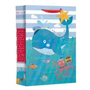 Giftmaker Whale Gift Bag (Pack of 6) (XL) (Blue/Red/Yellow)