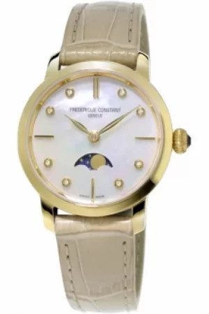 Ladies Frederique Constant Slimline Moonphase Diamond Watch FC-206MPWD1S5