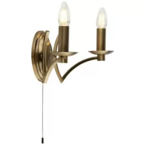 Searchlight Ascot 2 Light Wall Light Antique Brass