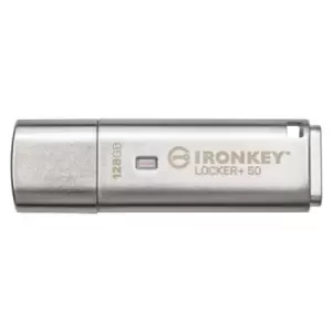 Kingston Technology IronKey Locker+ 50 USB flash drive 128GB USB Type-A 3.2 Gen 1 (3.1 Gen 1) Silver