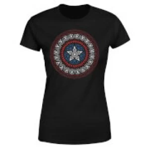 Marvel Captain America Oriental Shield Womens T-Shirt - Black - 5XL