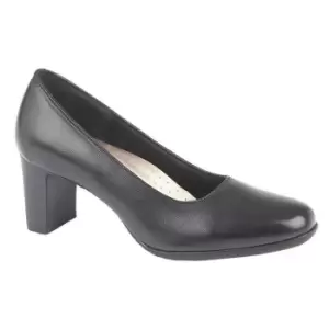 Mod Comfys Womens/Ladies Block Heel Leather Court Shoes (2 UK) (Black)