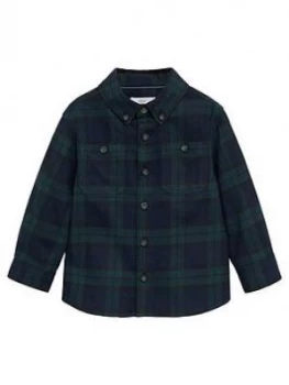 Mango Baby Boys Long Sleeved Checked Shirt - Navy, Size 12-18 Months