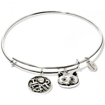 Ladies Chrysalis Silver Plated Friend & Family I Love Cat Expandable Bangle