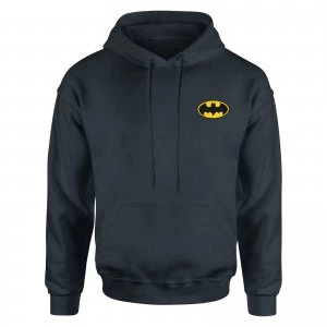 DC Batman Logo Embroidered Kids Piped Hoodie - Navy - 7-8 Years